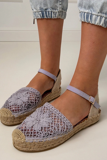 Sandali espadrilles viola in pizzo Santos 2