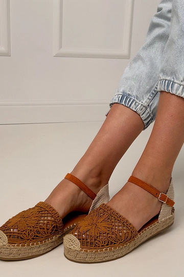 Sandali espadrilles perforati marroni Santos 2