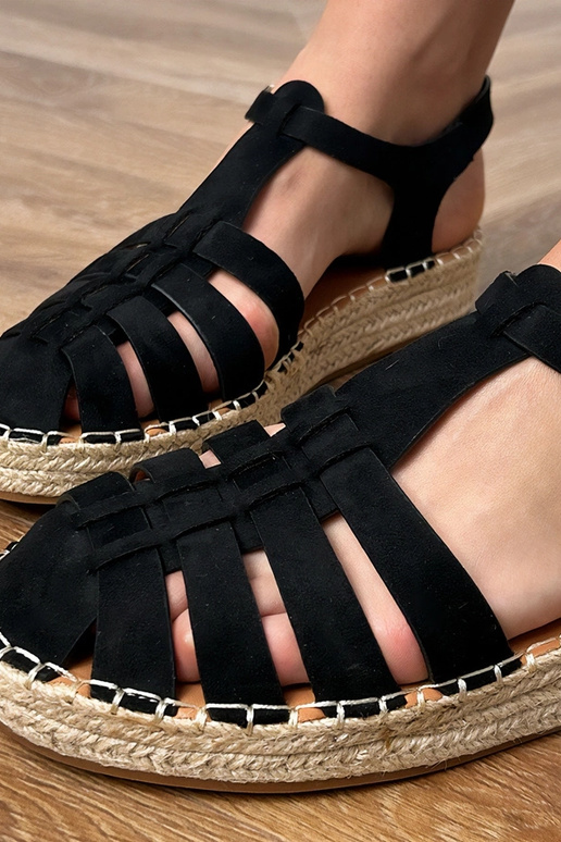 Sandali gladiatore espadrilles neri in suede sintetico Talejda