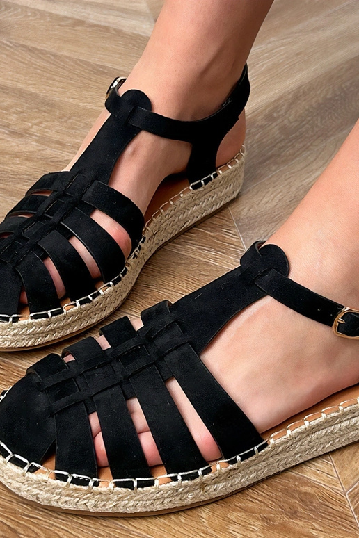Sandali gladiatore espadrilles neri in suede sintetico Talejda