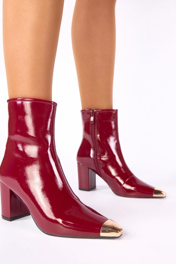 Stivaletti bordeaux laccati con punta dorata Marilyn