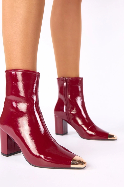 Stivaletti bordeaux laccati con punta dorata Marilyn
