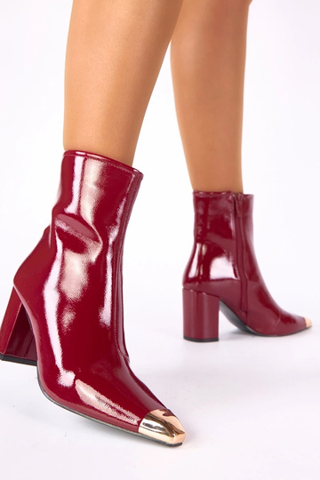 Stivaletti bordeaux laccati con punta dorata Marilyn 2