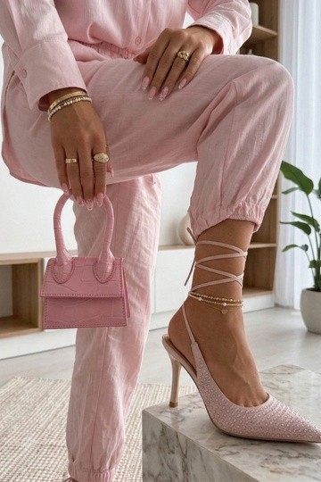 Décolleté rosa con punta aperta decorati con strass Edith 2