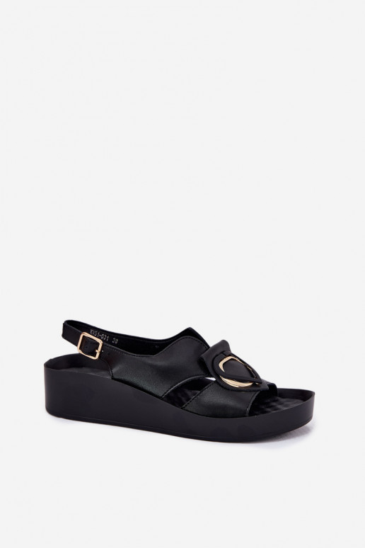Sandali neri con plateau da donna S.Barski KV51-031