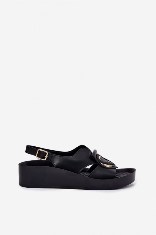Sandali neri con plateau da donna S.Barski KV51-031