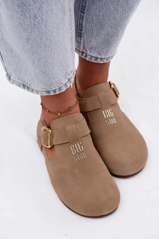 Sandali da donna in suede naturale Big Star TT274542 beige