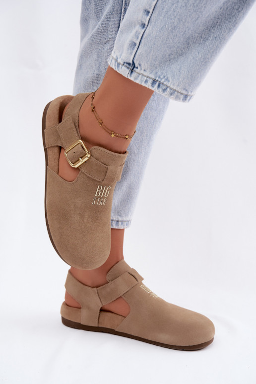 Sandali da donna in suede naturale Big Star TT274542 beige