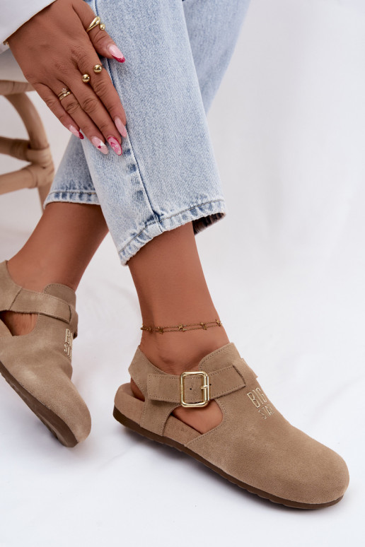 Sandali da donna in suede naturale Big Star TT274542 beige