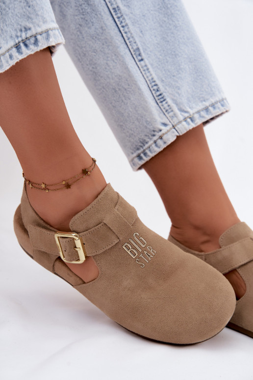 Sandali da donna in suede naturale Big Star TT274542 beige