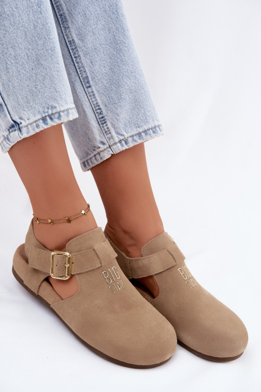Sandali da donna in suede naturale Big Star TT274542 beige