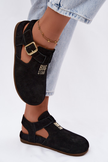 Sandali da donna in suede naturale Big Star TT274544 neri