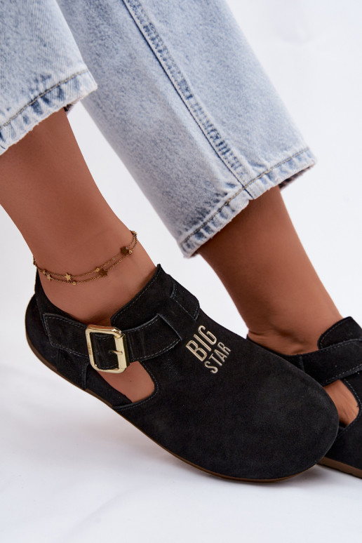 Sandali da donna in suede naturale Big Star TT274544 neri