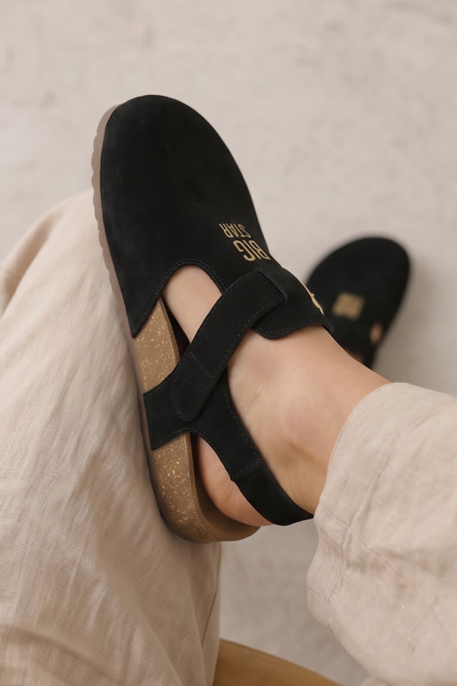 Sandali da donna in suede naturale Big Star TT274544 neri
