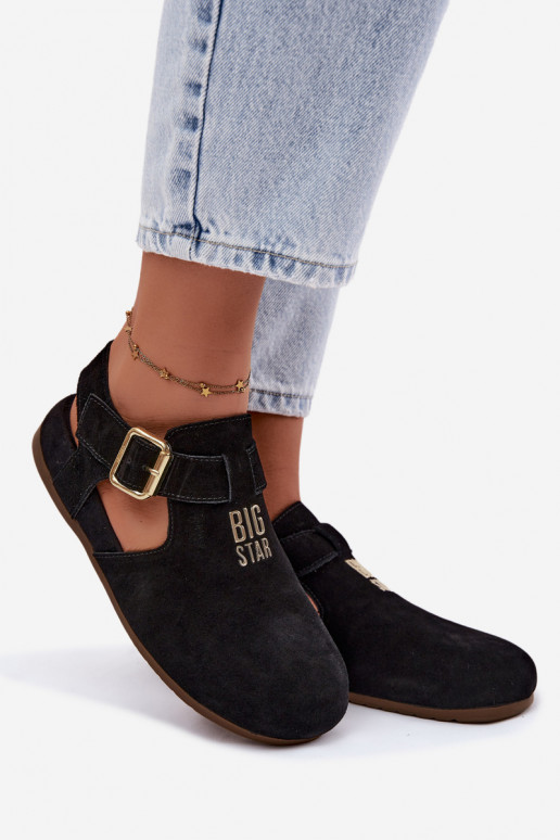 Sandali da donna in suede naturale Big Star TT274544 neri