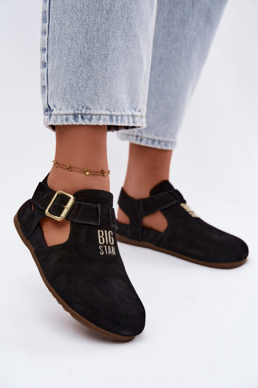 Sandali da donna in suede naturale Big Star TT274544 neri