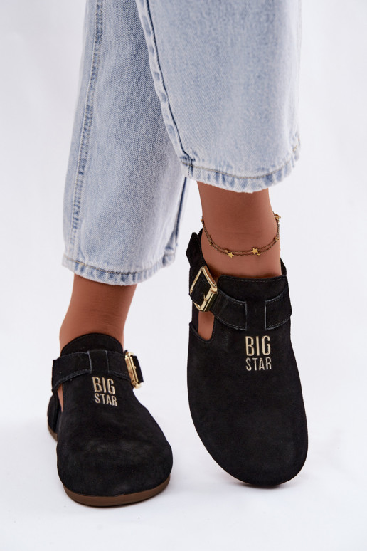 Sandali da donna in suede naturale Big Star TT274544 neri