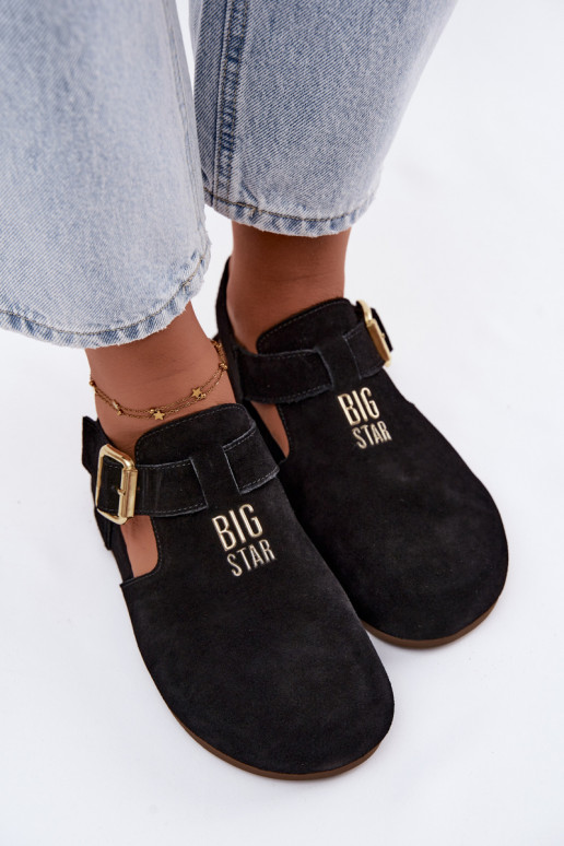 Sandali da donna in suede naturale Big Star TT274544 neri