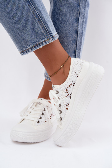 Scarpe bianche casual con piattaforma e elementi intagliati Lee Cooper LCIN-26-44-4485 2