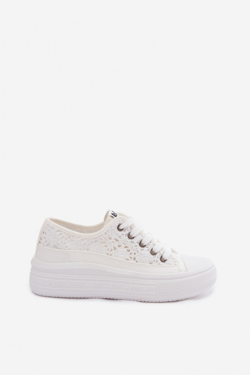 Scarpe bianche casual con piattaforma e elementi intagliati Lee Cooper LCIN-26-44-4485