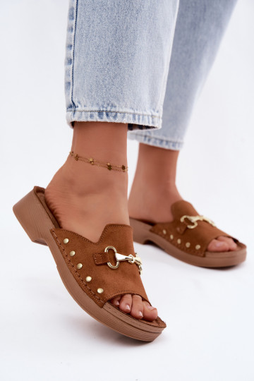 Pantofole da donna in suede sintetico Inblu TF0002KU colore marrone 2