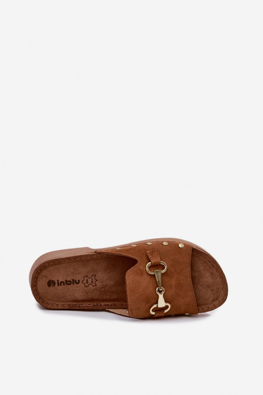 Pantofole da donna in suede sintetico Inblu TF0002KU colore marrone