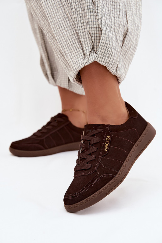 Sneakers da uomo in suede sintetico Vinceza 79635 colore cioccolato