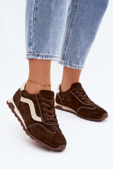 Sneakers da uomo con piattaforma in suede sintetico colore cioccolato 2