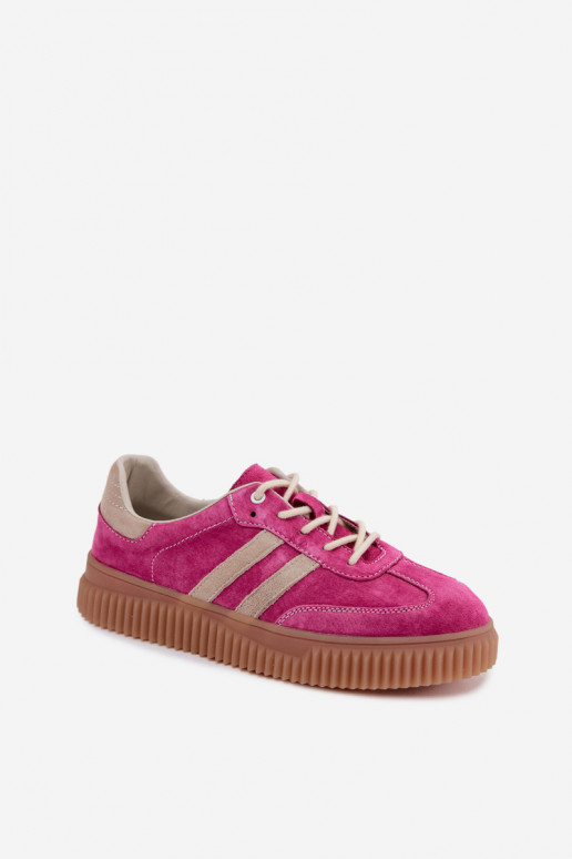 Sneakers da uomo con piattaforma in suede sintetico colore rosa-sabbia