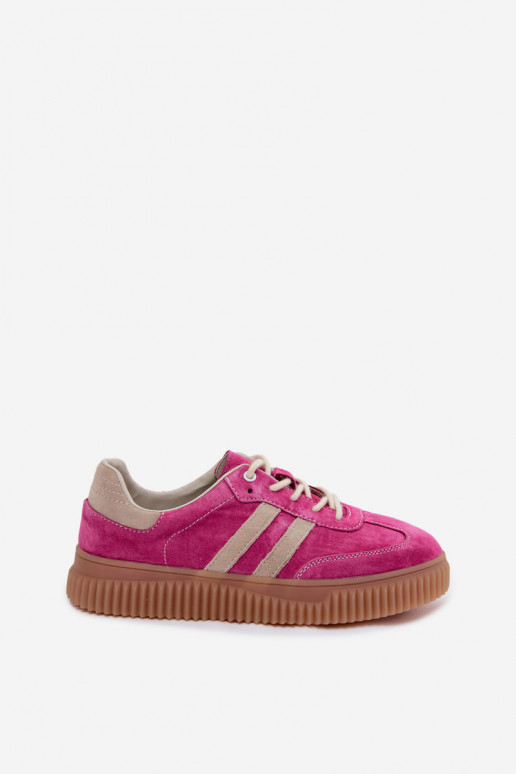 Sneakers da uomo con piattaforma in suede sintetico colore rosa-sabbia