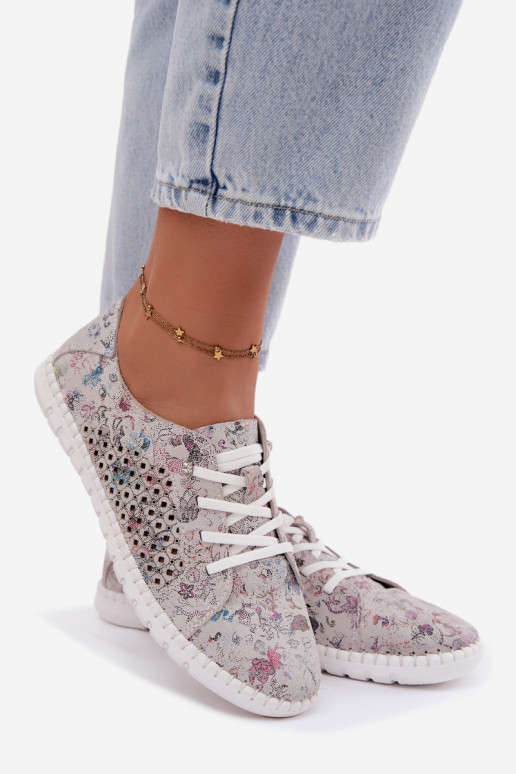 Scarpe con motivo e elementi traforati in suede sintetico di vari colori Tenebra