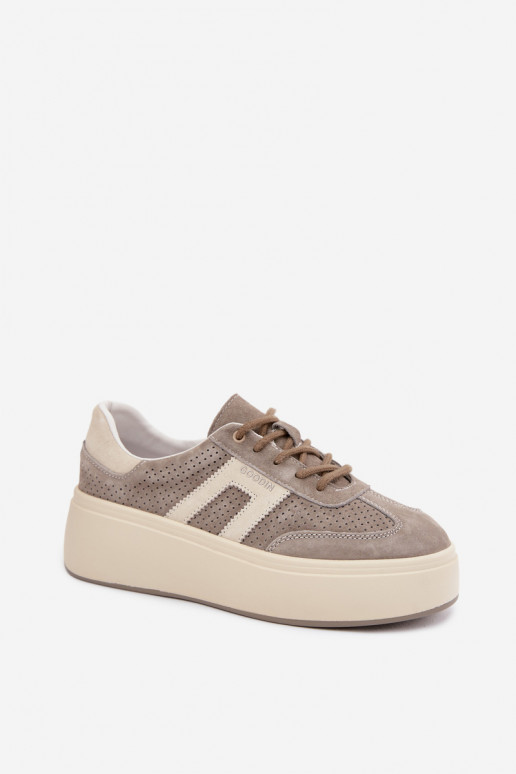 Sneakers grigi da donna con piattaforma e perforazione Umbry