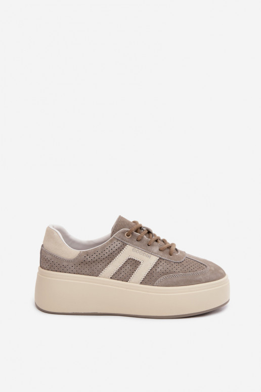 Sneakers grigi da donna con piattaforma e perforazione Umbry
