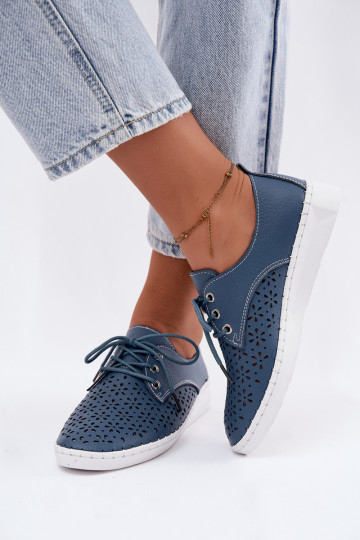 Scarpe blu scuro da donna con elementi traforati Softie 2