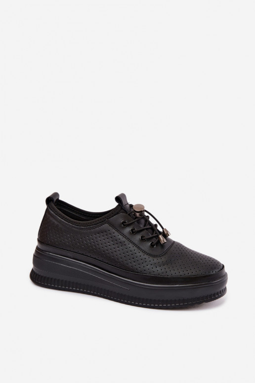 Scarpe nere da donna con piattaforma e perforazione Dalila