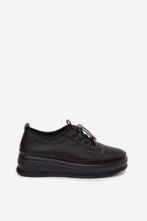 Scarpe nere da donna con piattaforma e perforazione Dalila