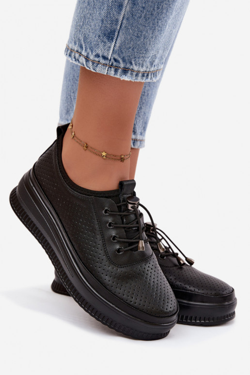 Scarpe nere da donna con piattaforma e perforazione Dalila