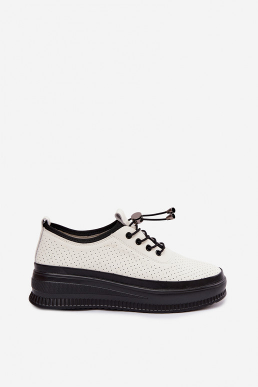Scarpe bianche da donna con piattaforma e perforazione Dalila