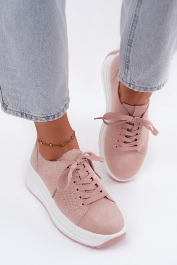 Sneakers rosa da donna in suede sintetico con piattaforma Inaya