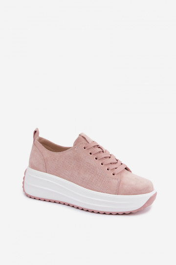 Sneakers rosa da donna in suede sintetico con piattaforma Inaya 2