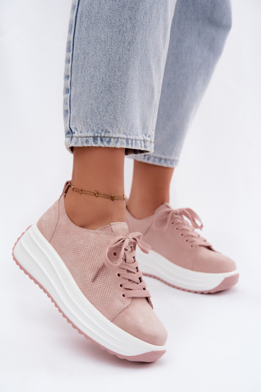 Sneakers rosa da donna in suede sintetico con piattaforma Inaya