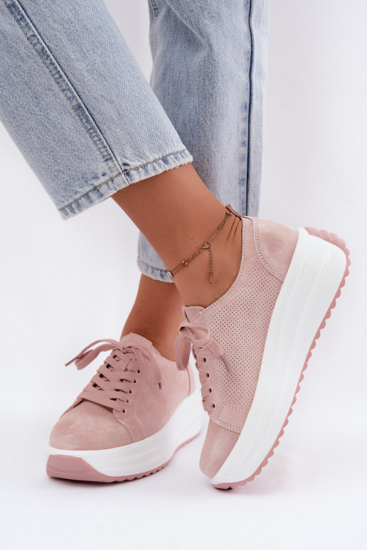 Sneakers rosa da donna in suede sintetico con piattaforma Inaya