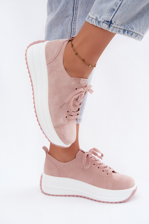 Sneakers rosa da donna in suede sintetico con piattaforma Inaya