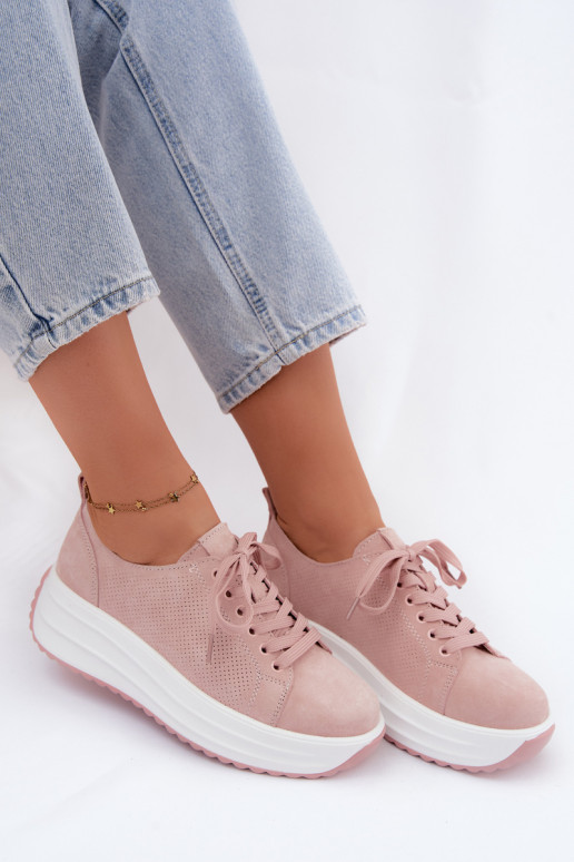 Sneakers rosa da donna in suede sintetico con piattaforma Inaya