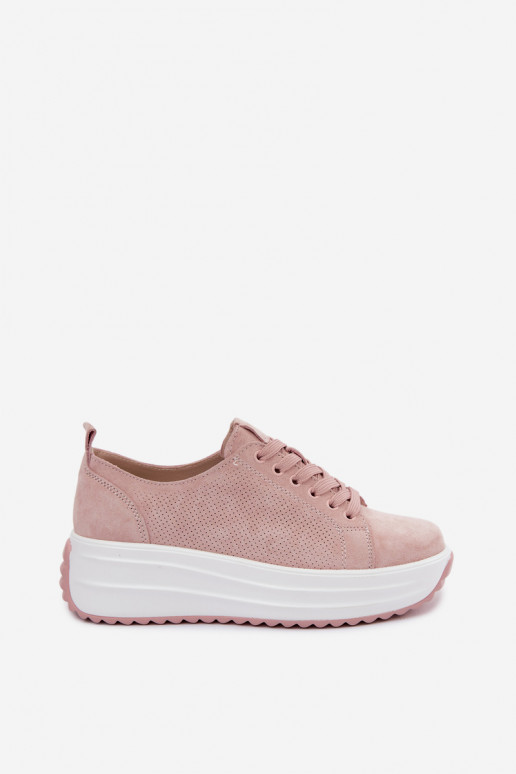 Sneakers rosa da donna in suede sintetico con piattaforma Inaya