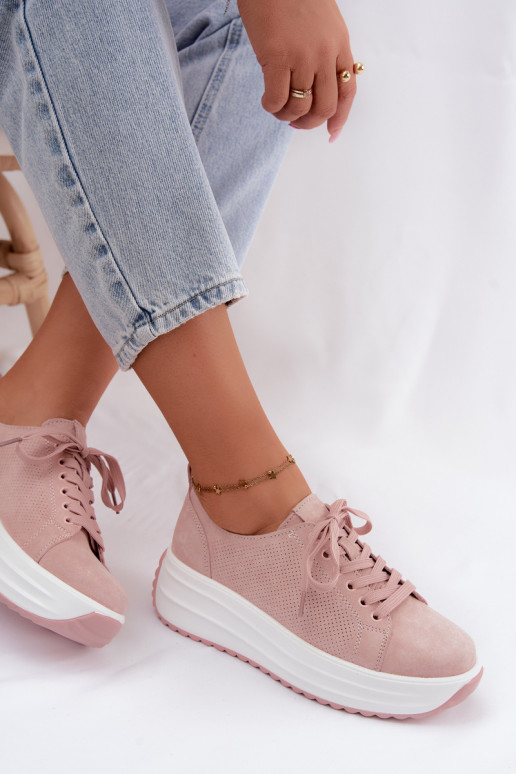 Sneakers rosa da donna in suede sintetico con piattaforma Inaya