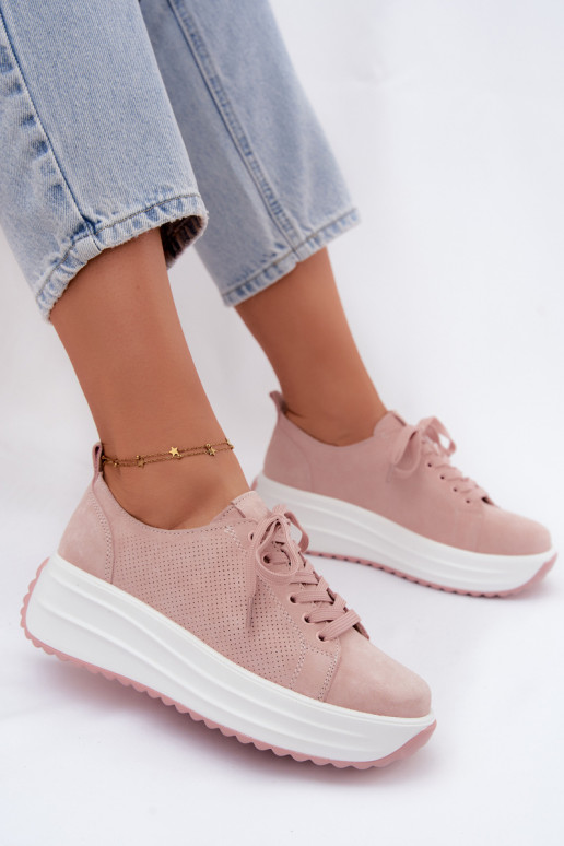 Sneakers rosa da donna in suede sintetico con piattaforma Inaya