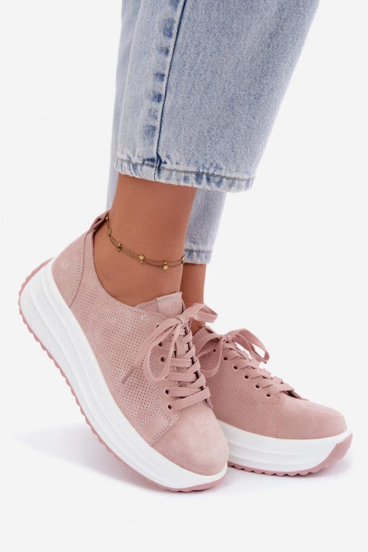 Sneakers rosa da donna in suede sintetico con piattaforma Inaya