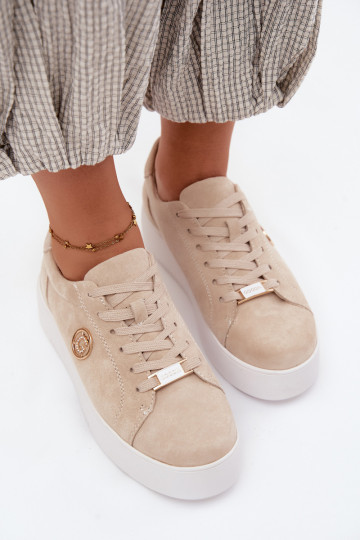 Sneakers color sabbia da donna in suede sintetico con piattaforma Dainty
