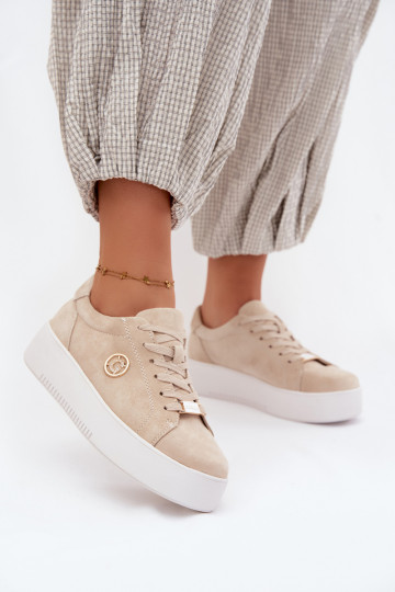 Sneakers color sabbia da donna in suede sintetico con piattaforma Dainty 2